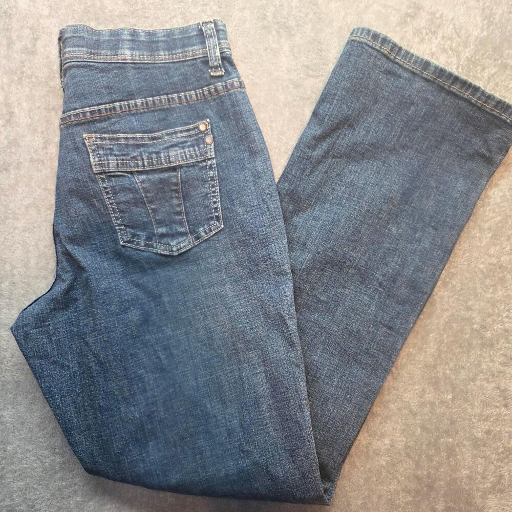 Lee Straight Jeans Womens Petites 16 Blue Medium Wash Mid Rise Stretch Denim
